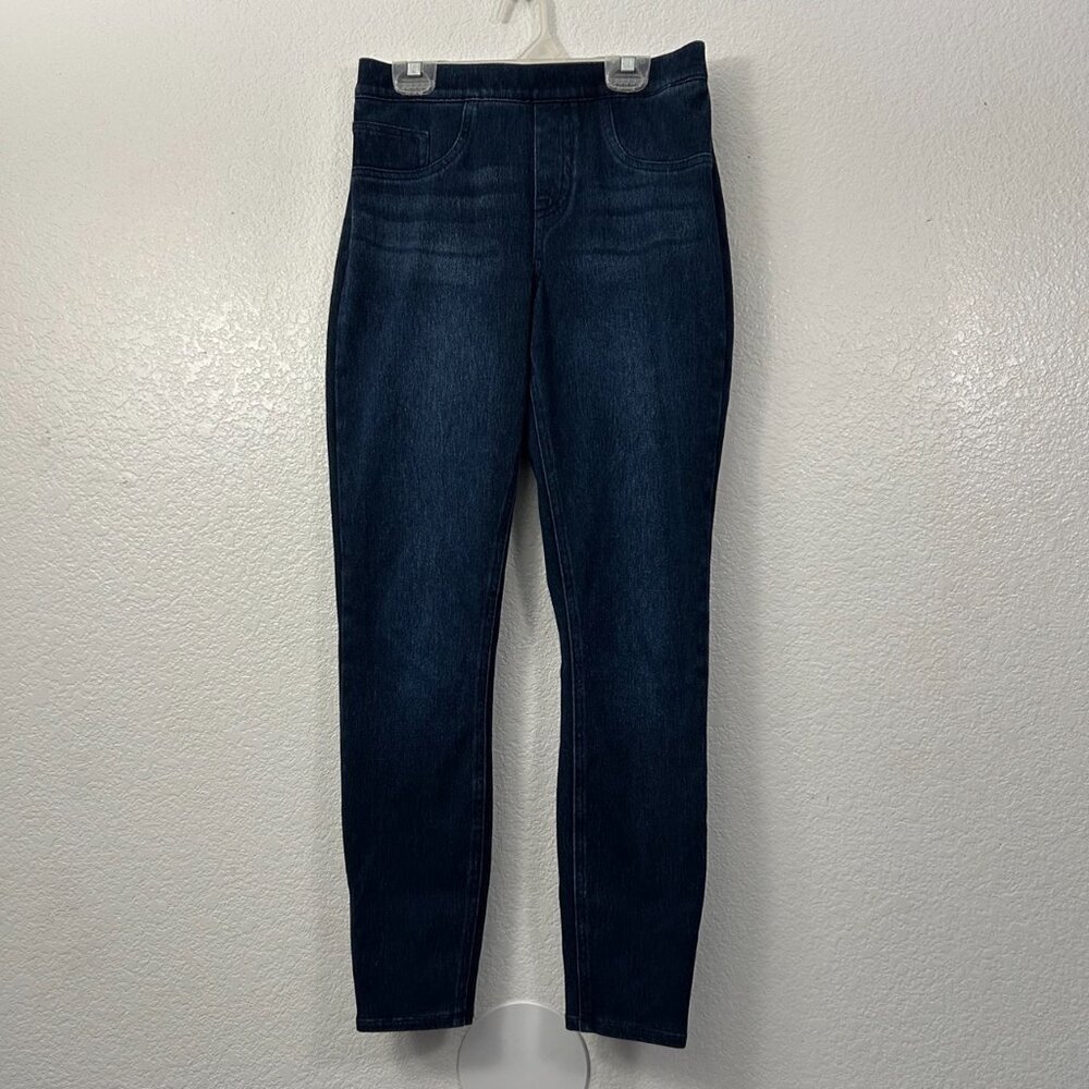 Spanx Pull-On Ankle Jean-ish Leggings Dark Wash Tummy Control Slimming - Picture 2 of 8